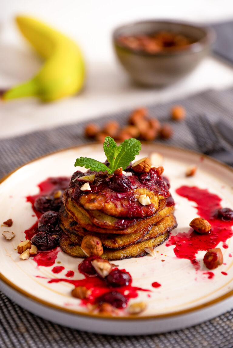 Bananen pannenkoekjes met bosbessen